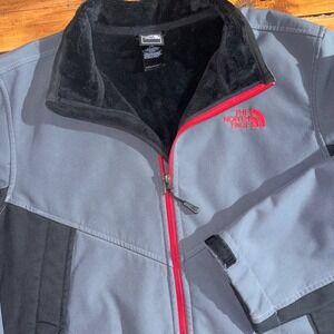 The North Face Fleece Lined Apex Bionic Jacket Men Large Gray Full Zip *FLAWS